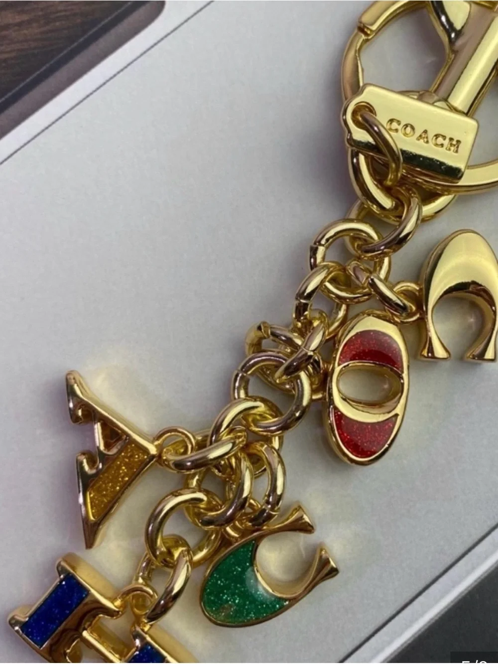 Coach Gold Logo Key & Card Holder Charm